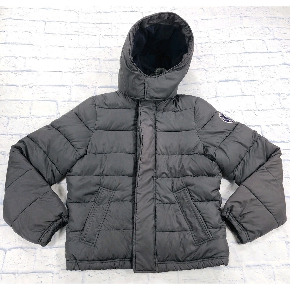 Abercrombie & Fitch Puffer Jacket MENS SIZE L Black Quilted Collar Hooded